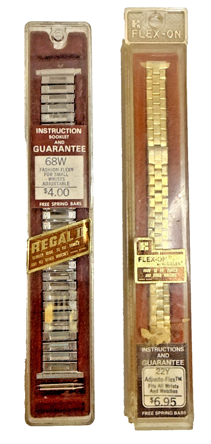Vintage NOS Watch Bands Lot 2 Regal II Flex On Kreisler Expansion Straps Timex