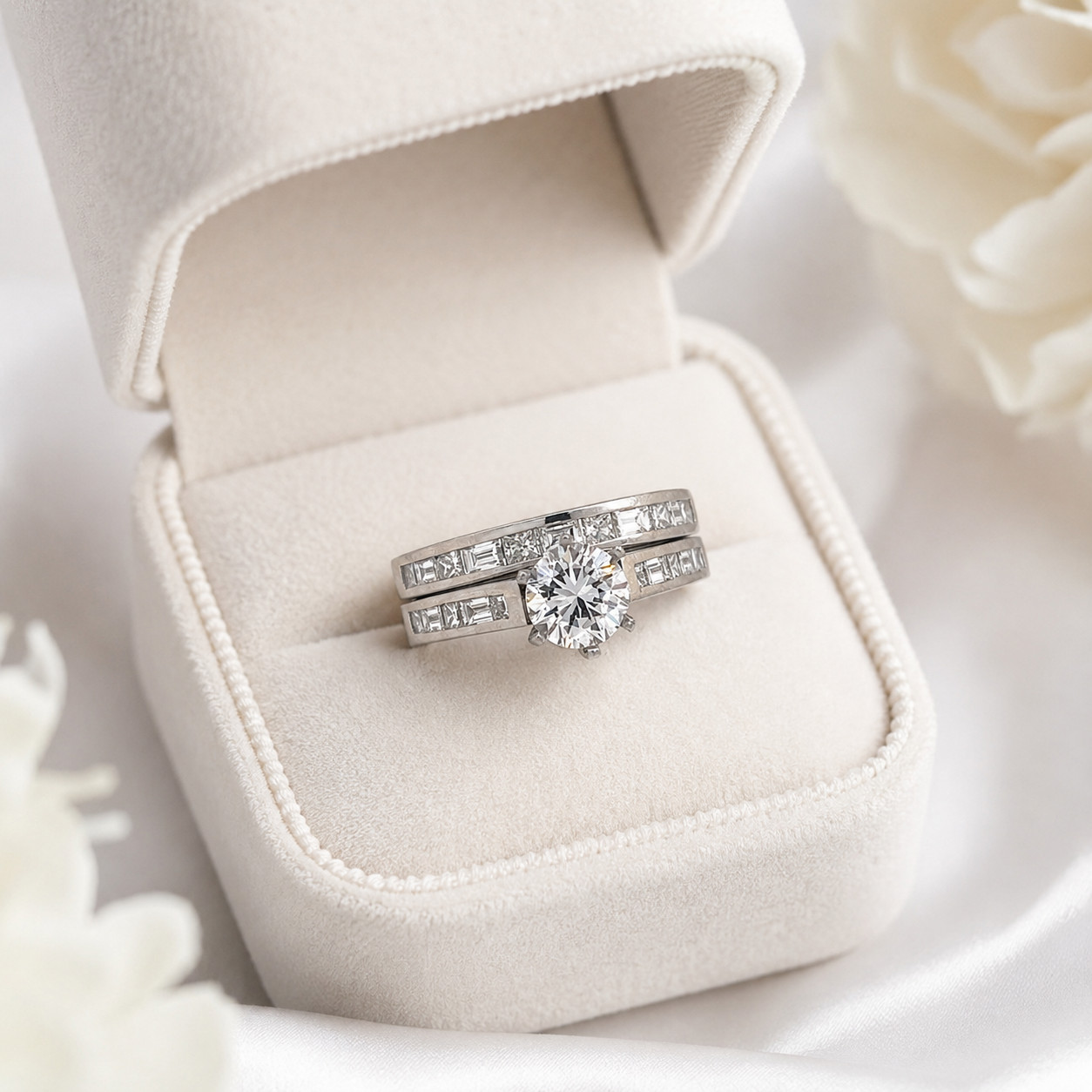 Natural Diamond 1.55 Carat G Color VS Clarity Vintage Platinum Ring