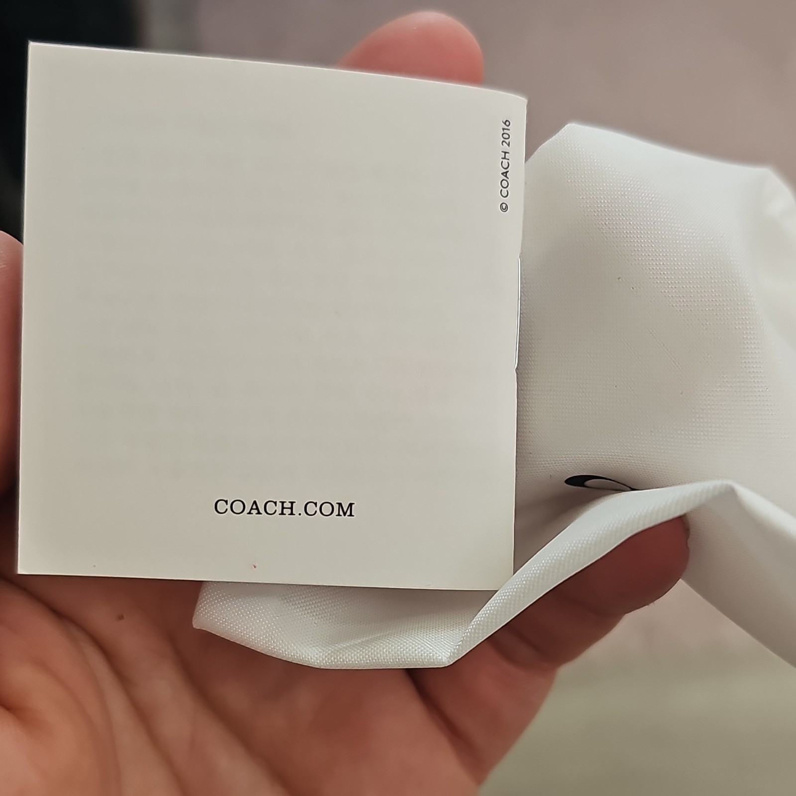 Coach New York White Fabric Drawstring Jewelry Pouch/Bag w/ Care Card