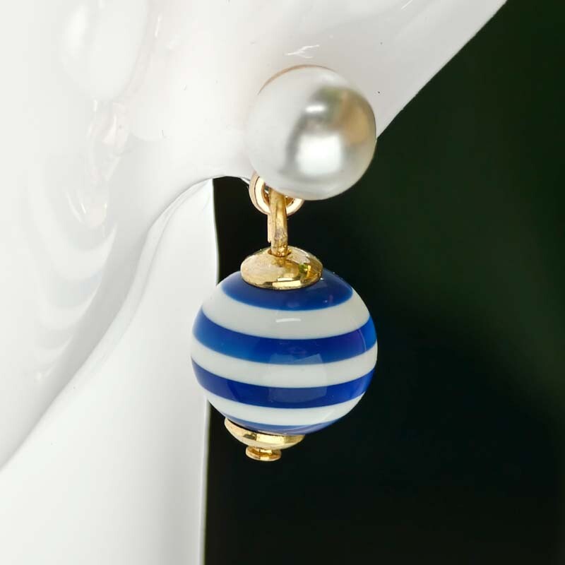Talbots Minimalist Stripe Beads Drop Earrings Chic Women Vacation Travel Jewelry