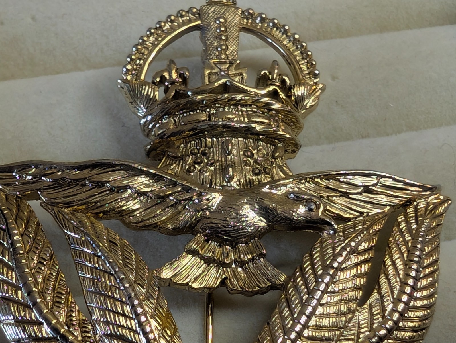 Vintage M. JENT Gold Tone Crown & Eagle Heraldic Statement Brooch