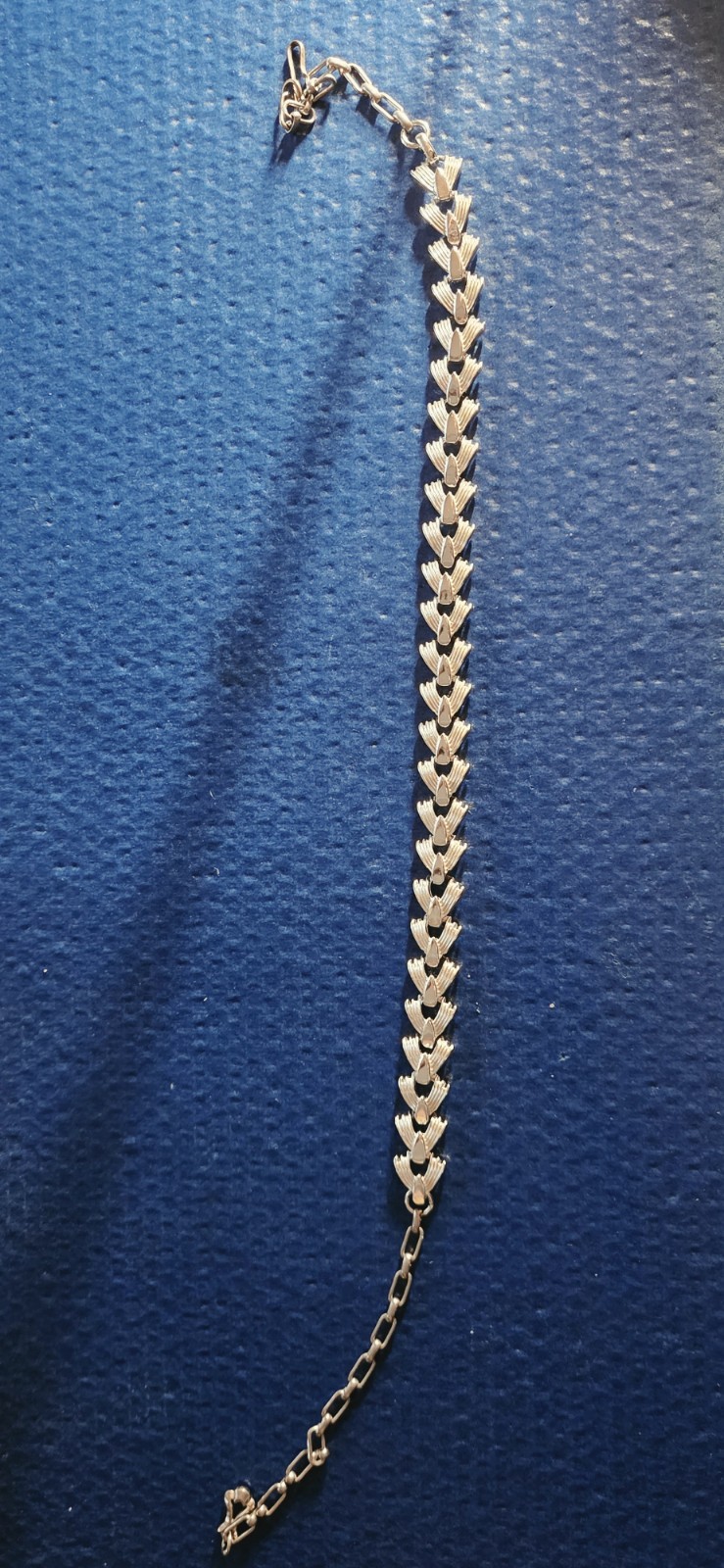 Vintage Silver Tone Fan Link Choker Necklace Adjustable 17″ Mid Century Modern