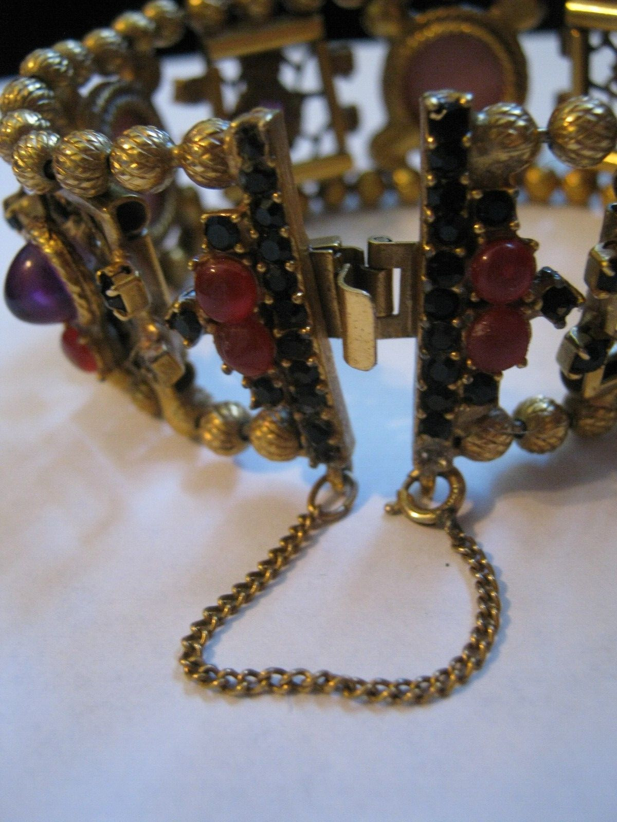 JULIANA D&E Moroccan Matrix Ball Chain Bracelet #2931, Pink & Black, Needs TLC