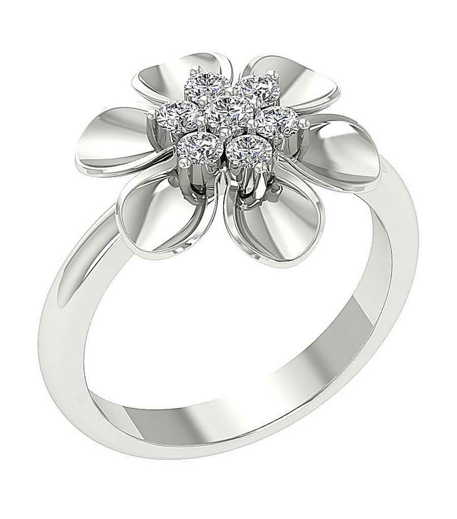 Right Hand Ring Natural Round Cut Diamond I1 G 0.50 Ct 14K Solid Gold Prong Set