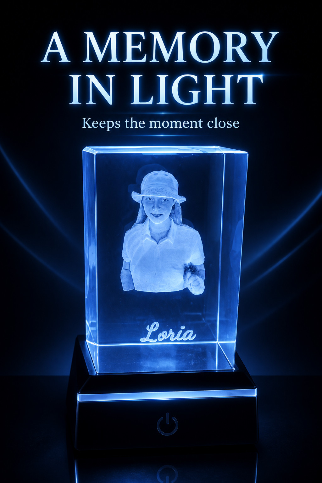 Crystal engraved with your photo Free LED light base