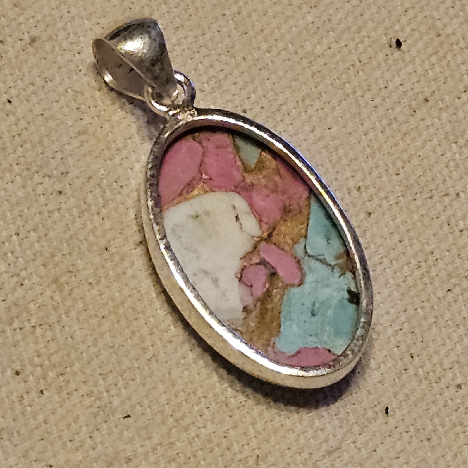 Cotton Candy Dahlia Kingman Turquoise Sterling Silver 925 Pendant