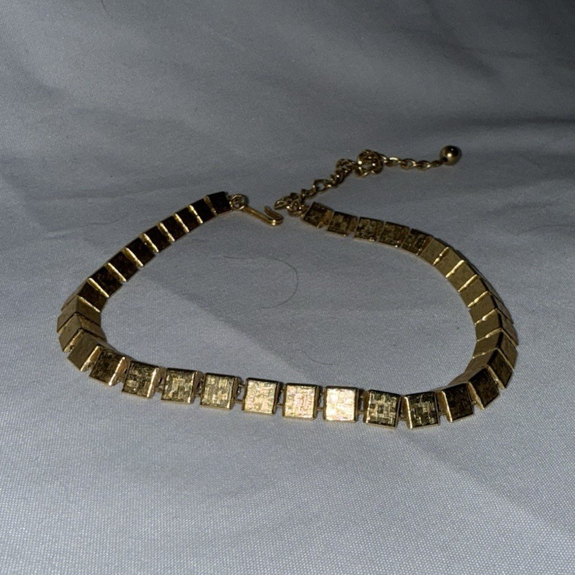 Vintage gold costume Box Chain Necklace choker Adjustable Extender, Hook Closure