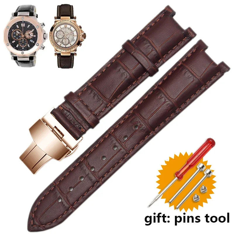 Genuine Leather Watch Strap for Versace Gucci GC 22x13mm 20x11mm Butterfly Band