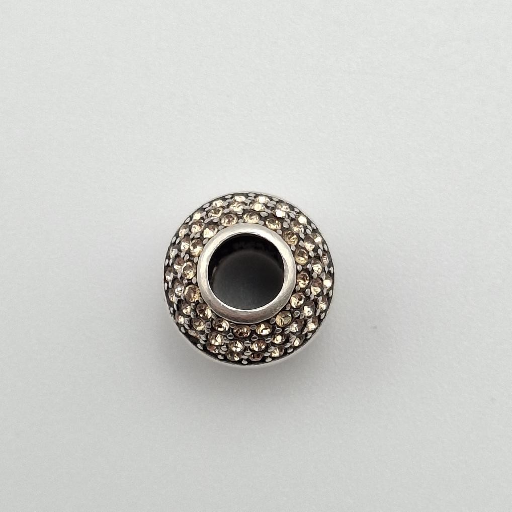 925 Sterling Silver Pave Set Dark Yellow Crystal November Birthstone Bead Charm