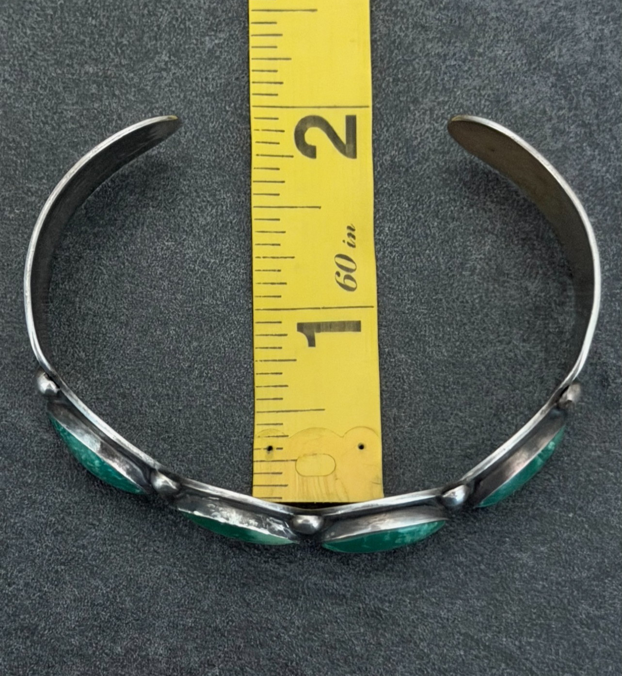 OLD Fred Harvey Era Navajo CERRILLOS Turquoise Silver Bracelet 7 in