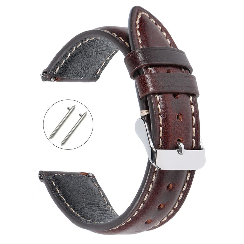 18mm 19mm 20mm 21mm 22mm Men’s Genuine Leather Watch Strap Band Quick Release