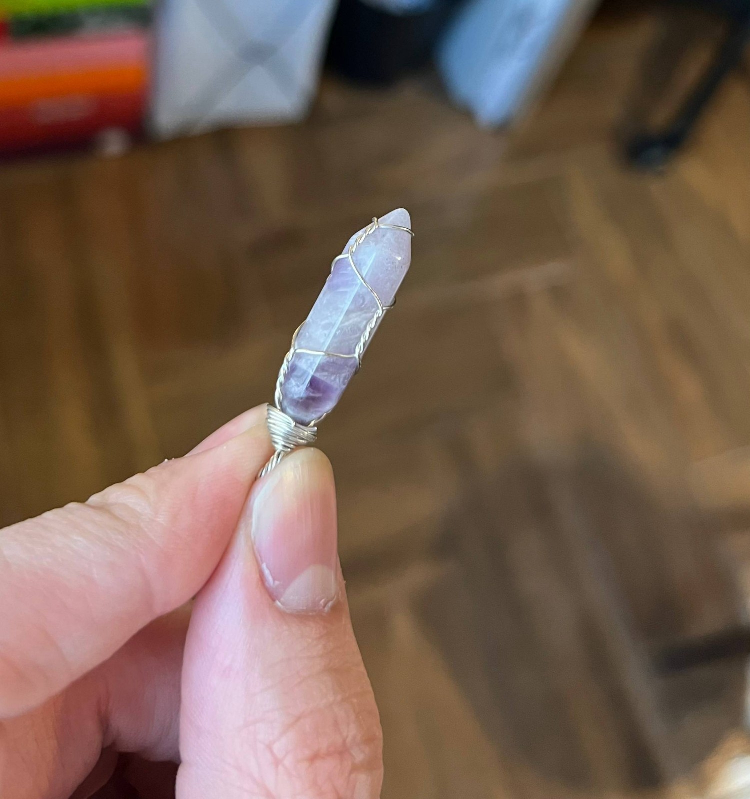Amethyst Crystal Point Pendant Wire Wrapped Healing Quartz Reiki Necklace