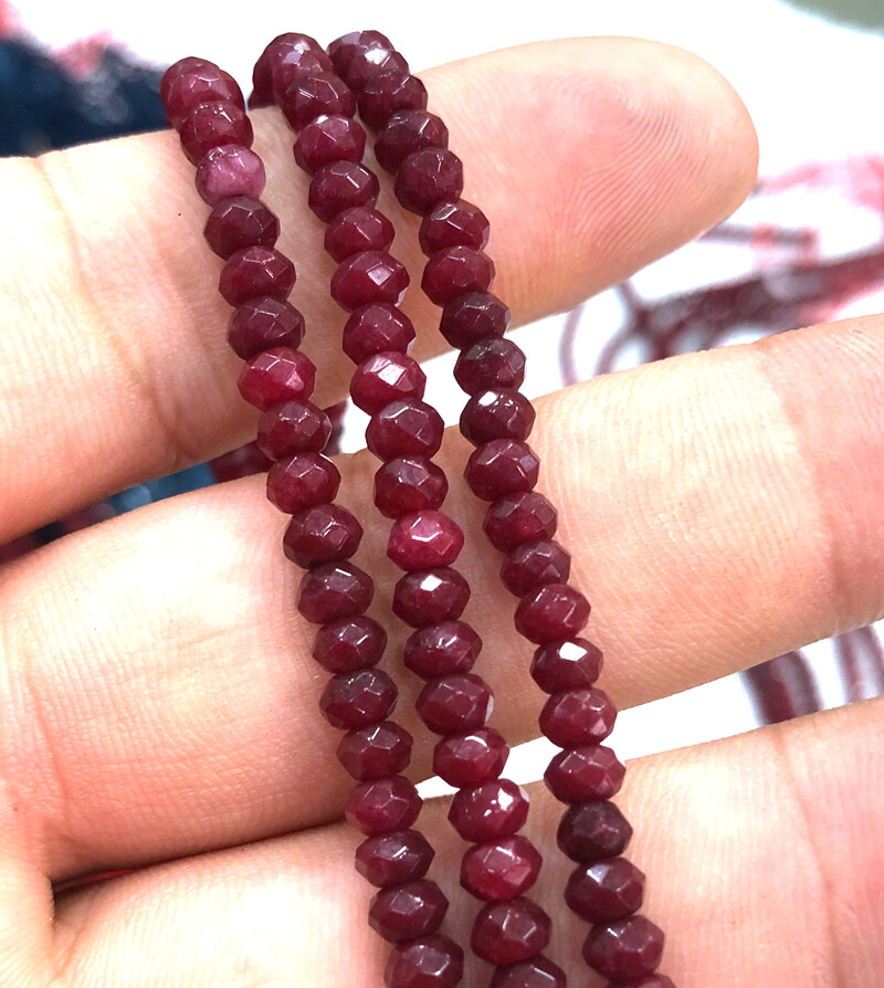 LOT 5pcs 2x4mm Faceted abacus Jade Roundelle Gemstone Loose Beads 14″