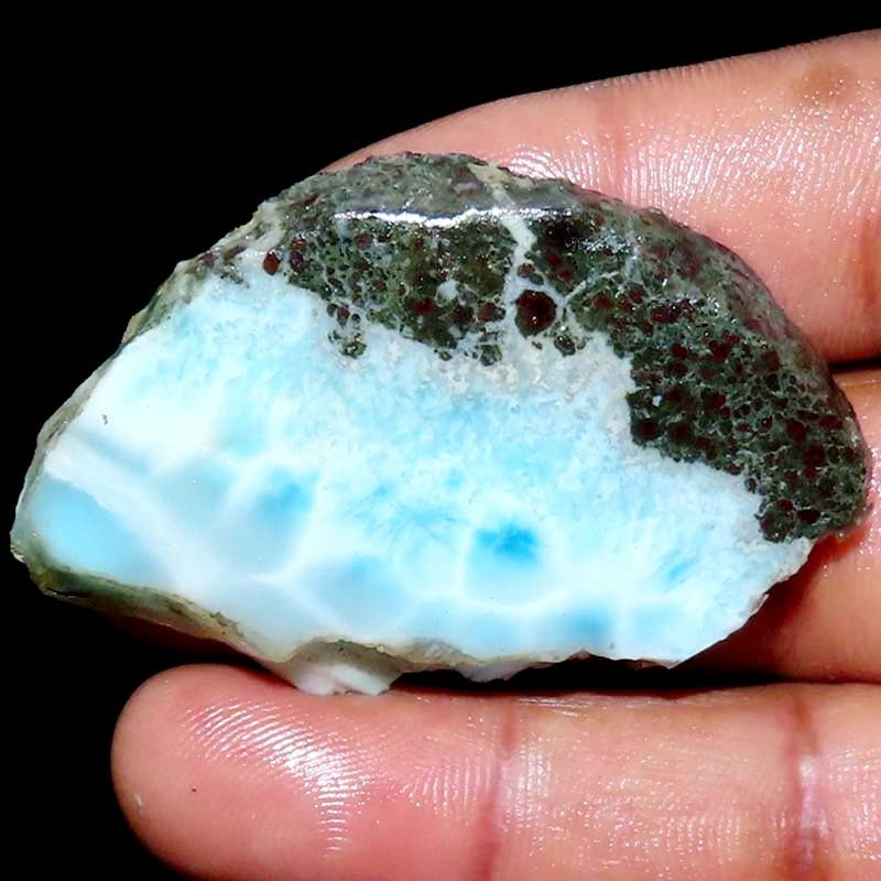 114.55Cts. 100% Natural Sky Blue LARIMAR ROUGH Cabochon Gemstone 37x61x6mm BC-66