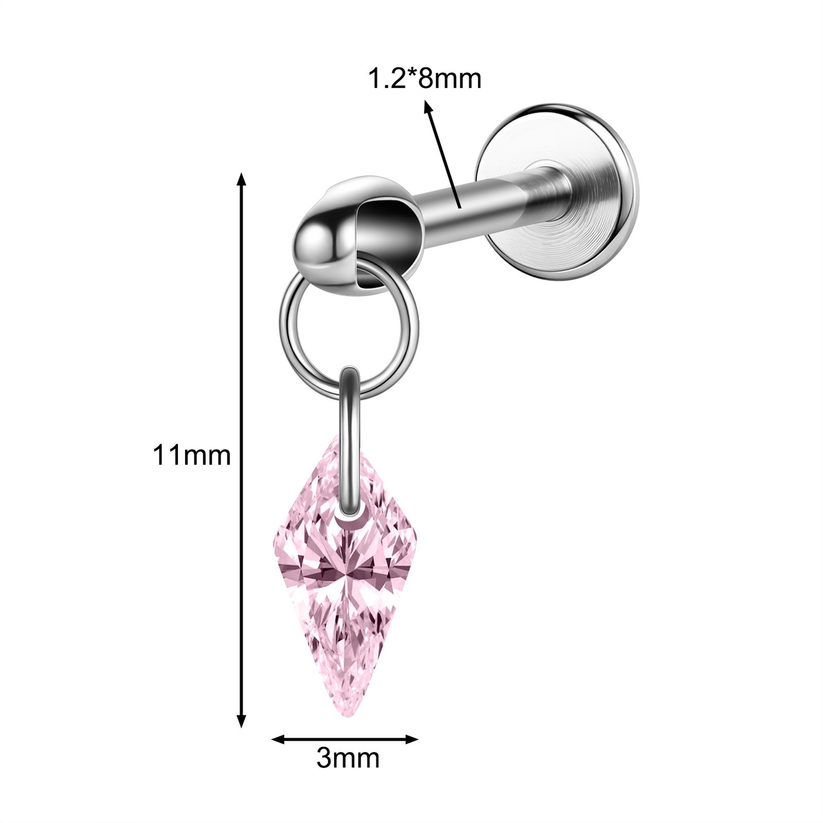 16g G23 Titanium Steel Dangle Labret Lip Stud Tragus Helix Piercing Jewelry