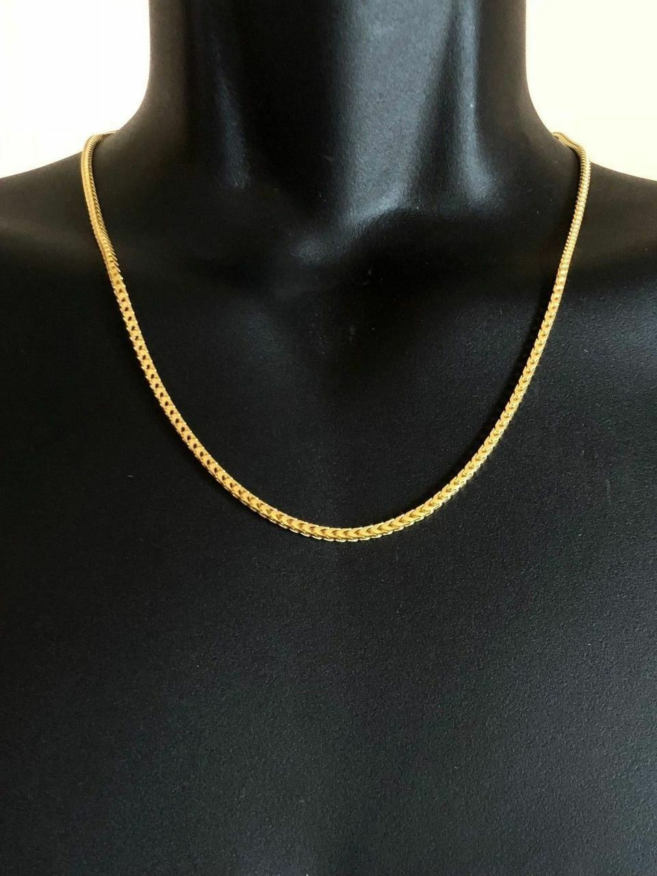 Cadena FRANCO para Hombre Plata De Ley 925 maciza Bañado en oro real de 14K 2MM