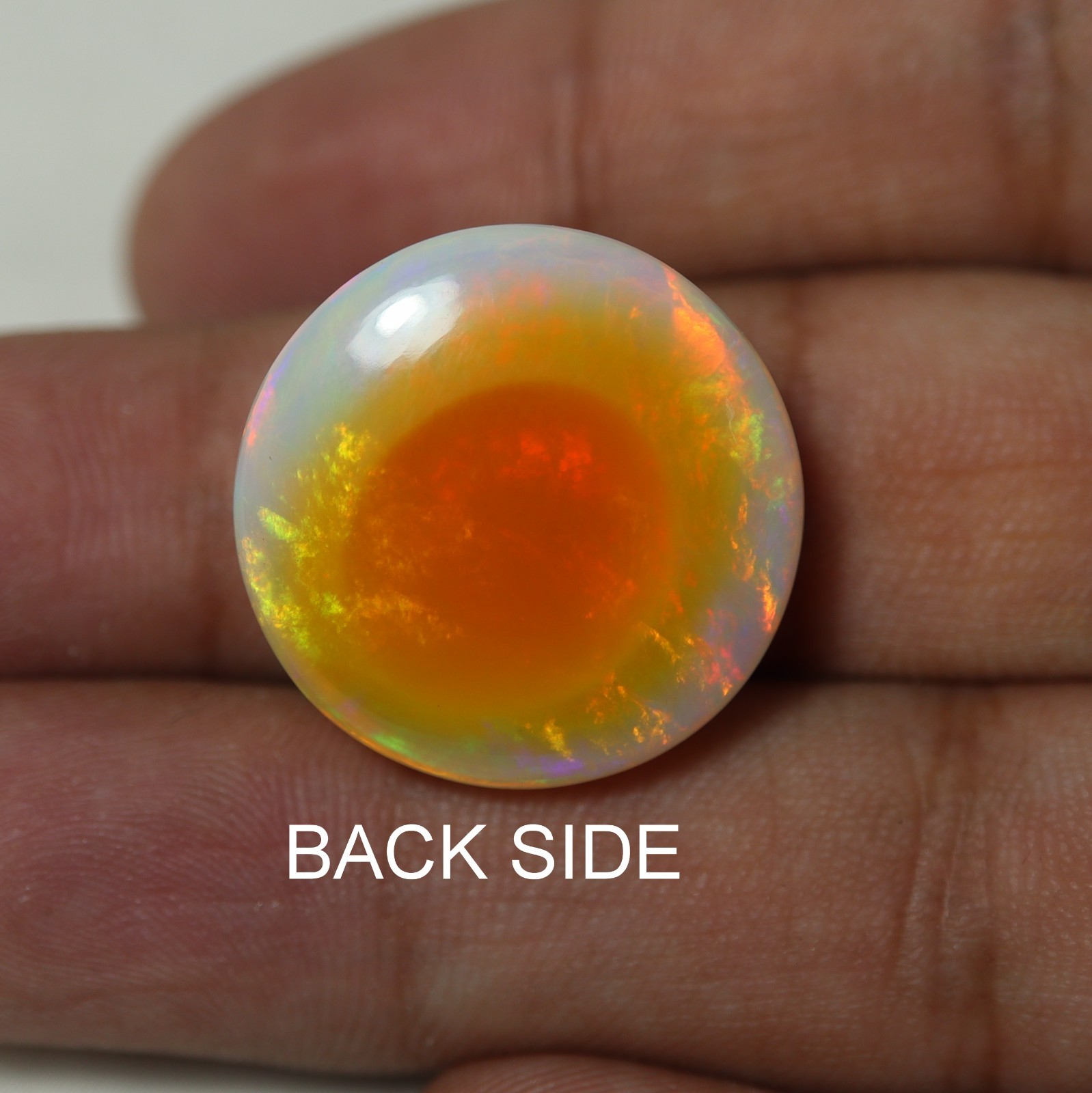 22.5MM Round Natural AAA White Ethiopian Opal Flashy Multi Fire Cabochon 24.8Cts