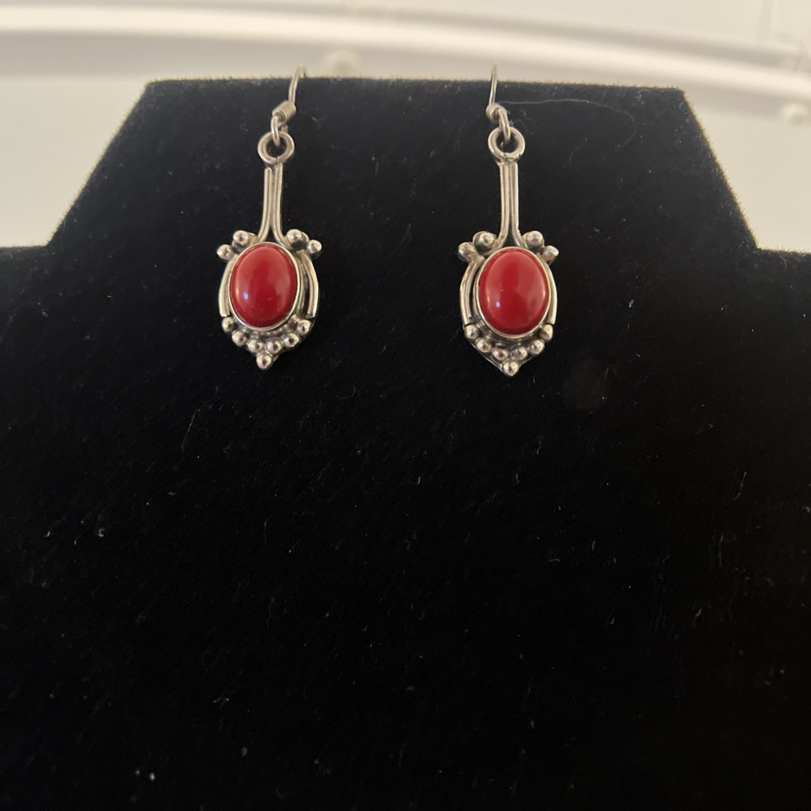 Lot of 3 Pairs Vintage 925 Sterling Silver Cabochon Dangle Earrings Boho