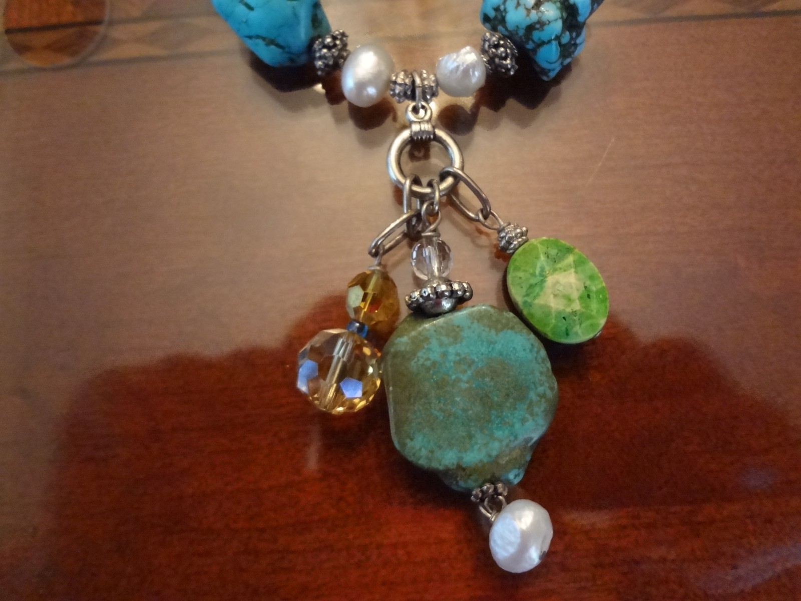 VINTAGE STERLING SILVER MIXED WITH STONES AND OTHER-925–VERY NICE ADJUSTABLE CH