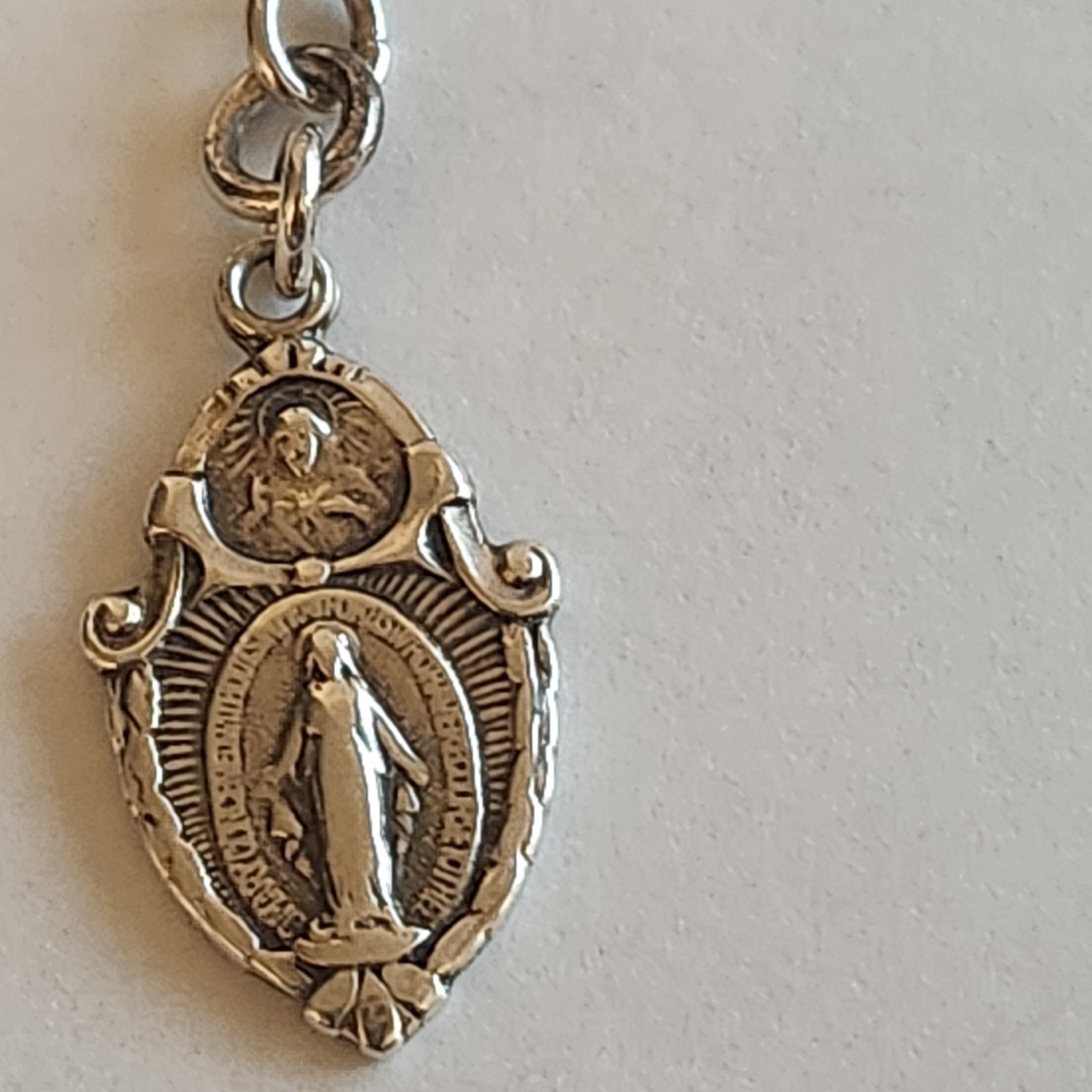 Sterling Silver Vintage Religious Rose Catholic Saint Prayer Bracelet Virgin M