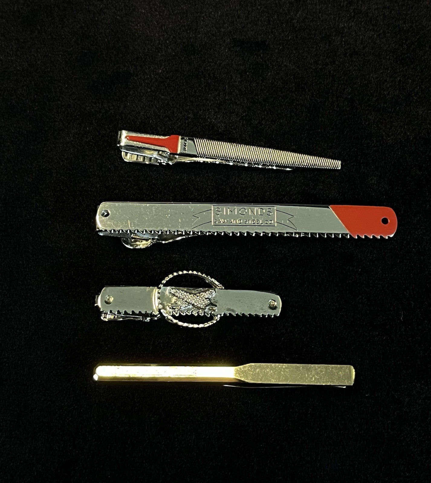 Vintage Mixed Lot Simonds Snap On Tools Themed Tie Bar Clips Anson Fathers Day