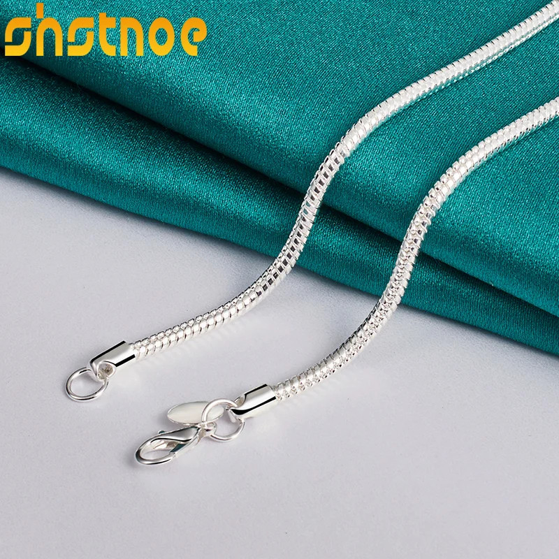 SHSTONE 925 Sterling Silver 3mm 16-30 Inch Snake Chain Necklace For Women Man