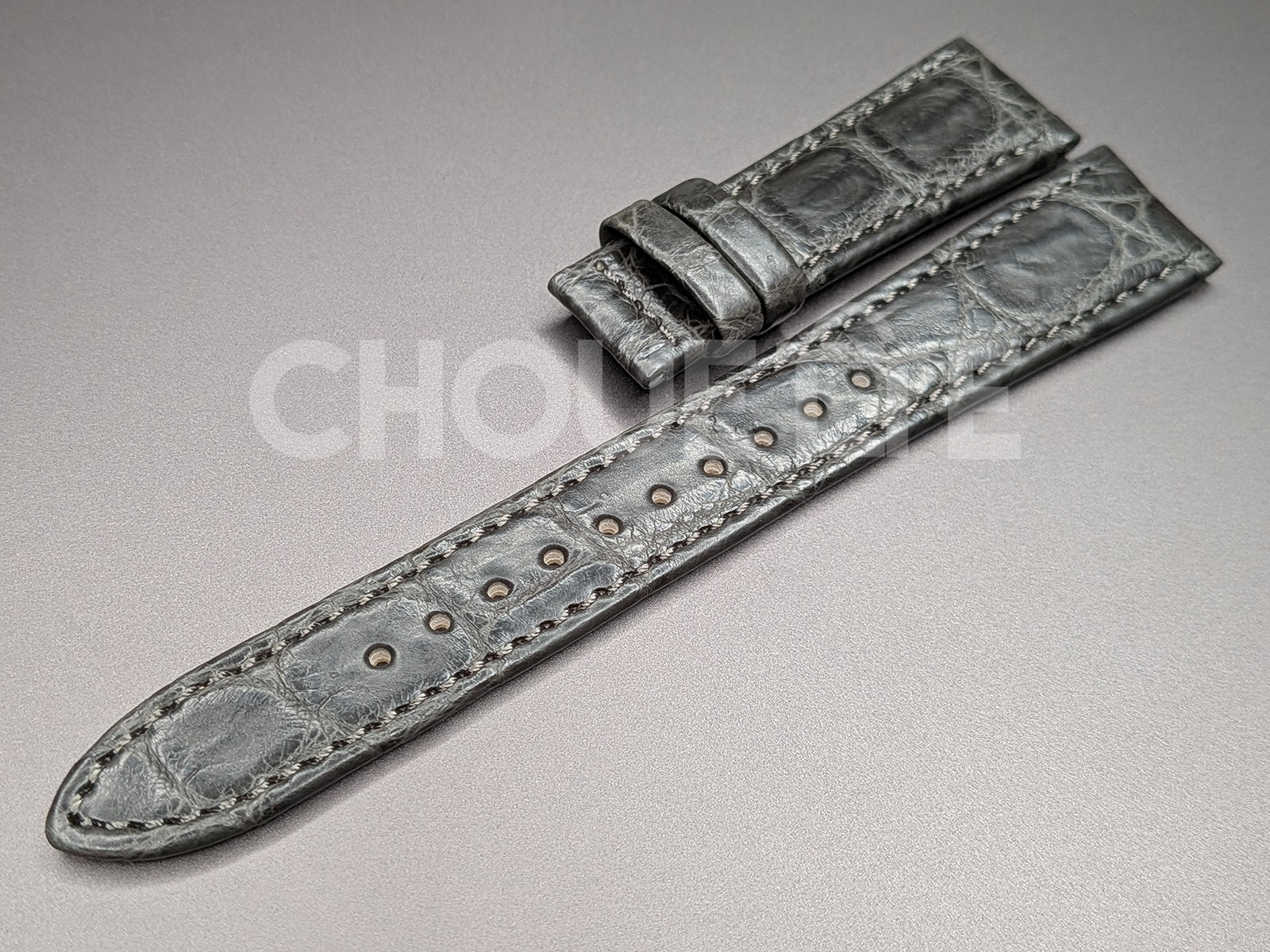 OEM Grand Seiko 18mm Gray Crocodile Leather Band Strap for GS SBGW291 9S64-00X0