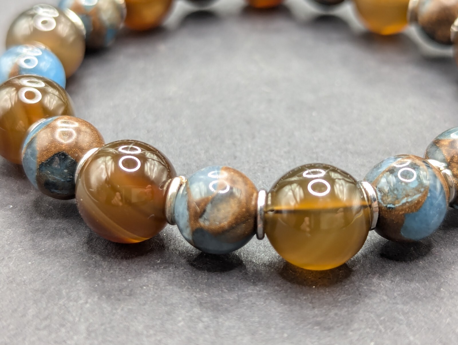 Women’s Stylish Cloisonne Agate Beaded Stretch Bracelet (18cm) Medium Wrist