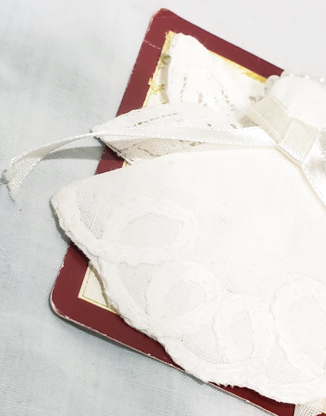 Lace Angel White Fabric Fashion Brooch 3″ Golden Treasures