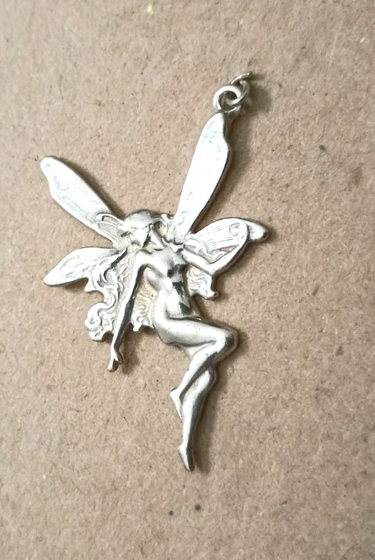 Vintage Davian 925 Sterling Silver Winged Flying Fairy Nymph Pendant