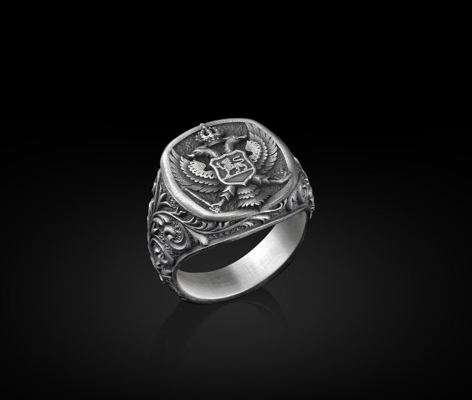 Winged American Eagle Men’s Ring 925 Sterling Silver Oxidized Ring Duty free