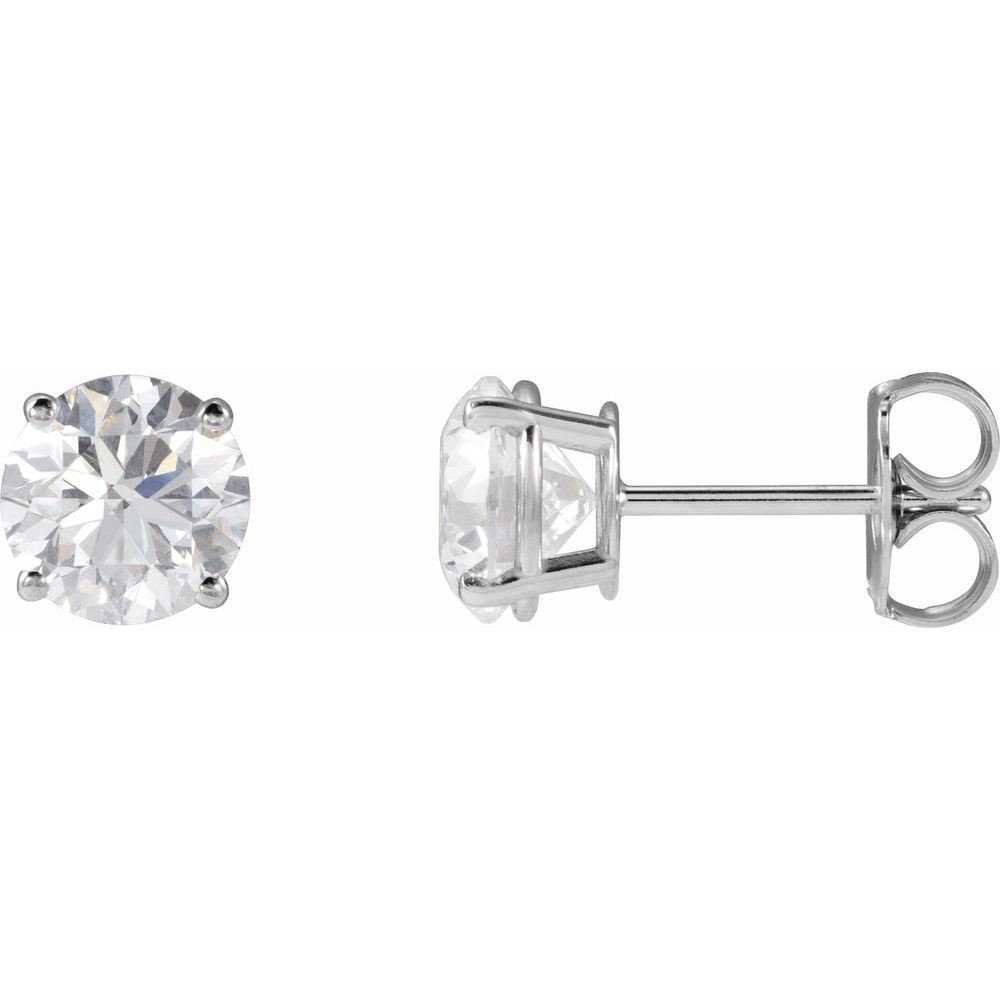 1 CTW Lab-Grown Diamond Earrings 14K White Gold Solitaire Round VS F+