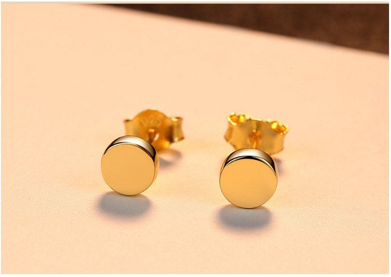 4mm Flat Round Circle Disc Solid 925 Sterling Silver Stud Earrings Gift PE44