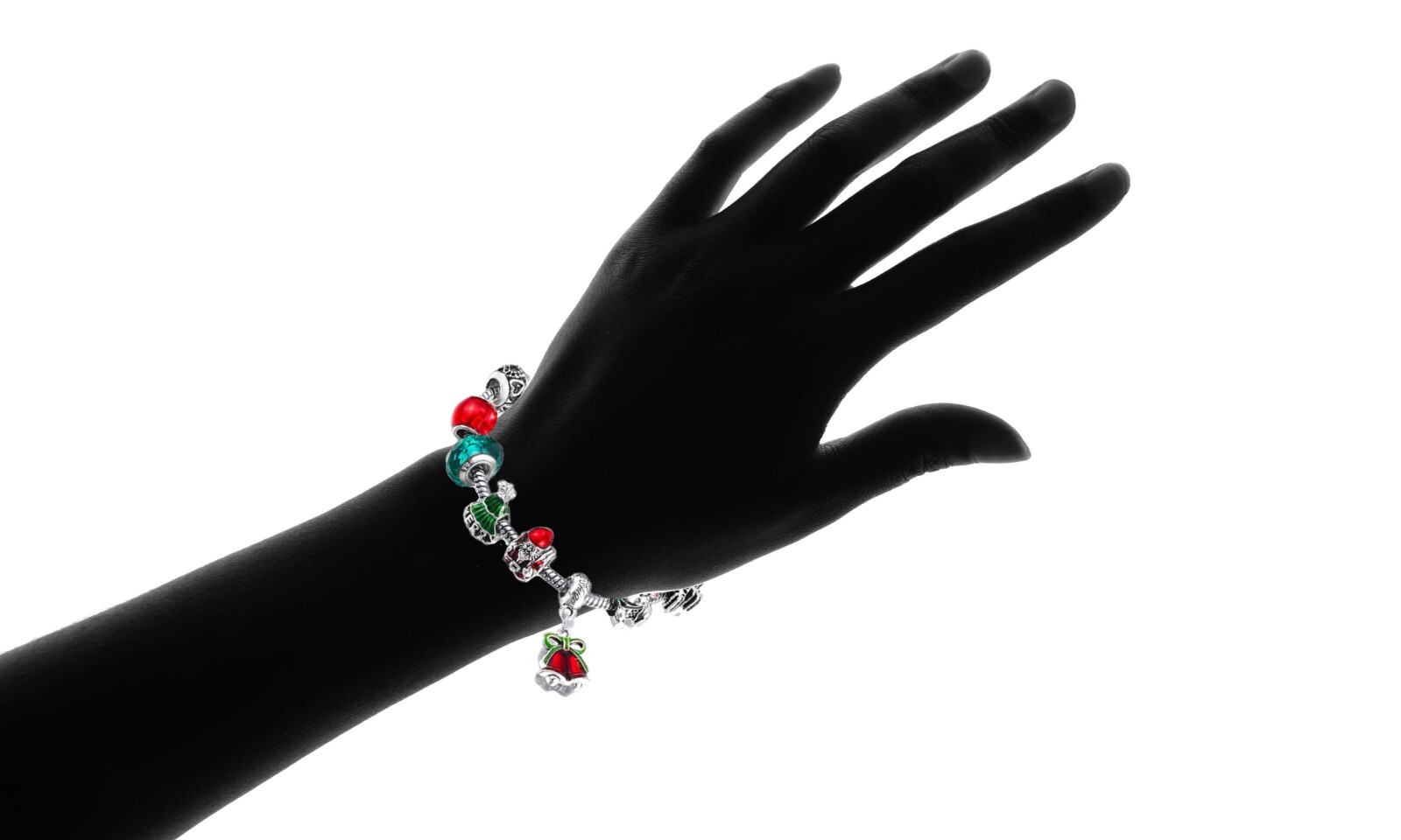 18K White Gold Plated Christmas Holiday Crystal Charm Bracelet Swarovski – 7.5″