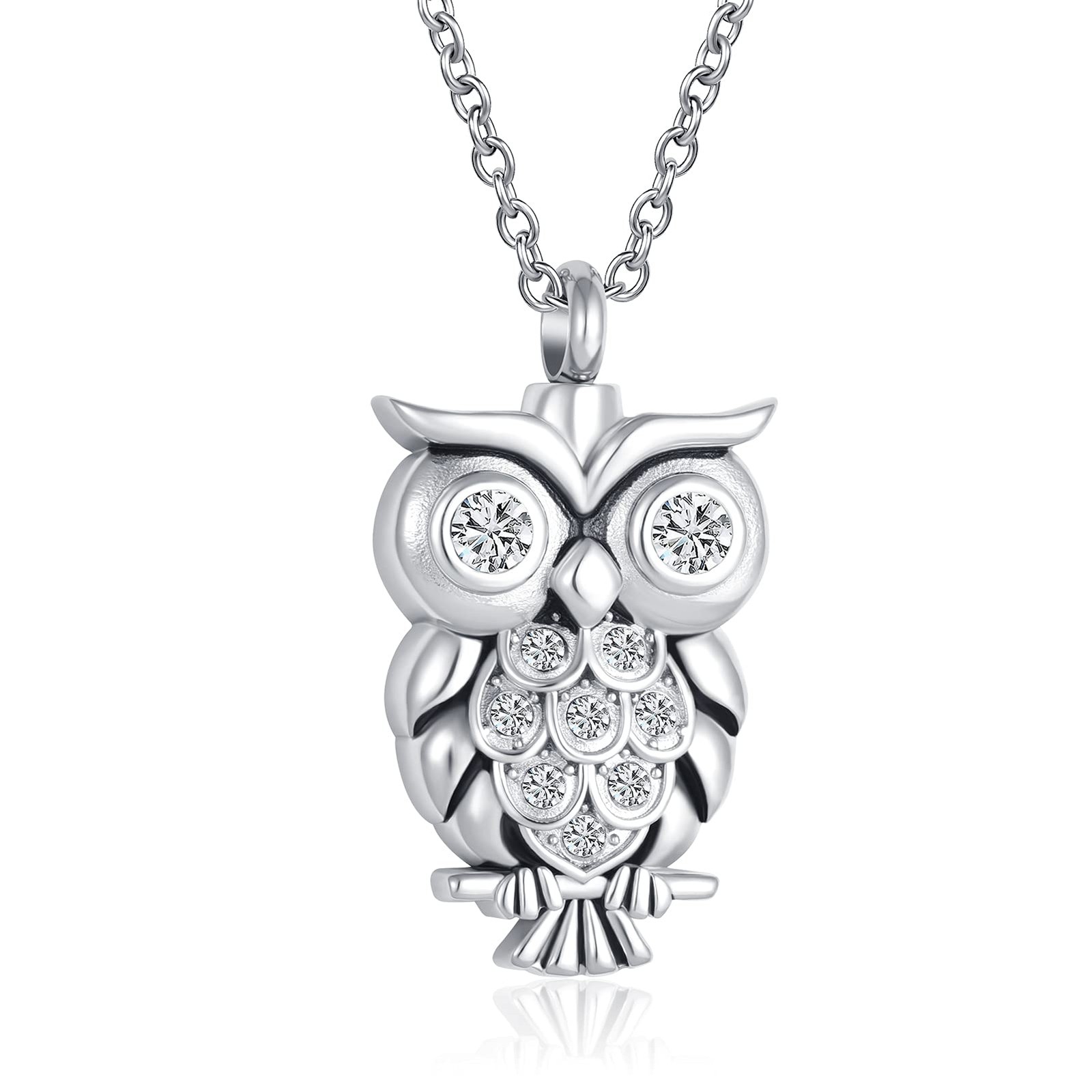 Spiritual Owl Animal Cremation Jewelry for Human Pet Ashes Big Eyes Urn Neckl…