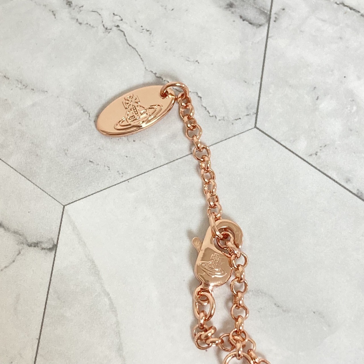 Vivienne Westwood Necklace Petit Orb Rose Pink Gold TOP 1.5 cm x 1.6 cm NO BOX