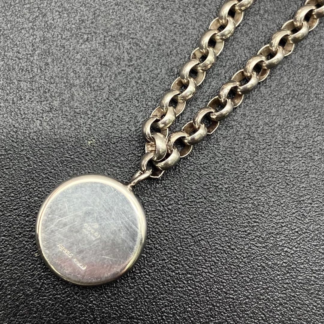 R GUCCI Gucci Silver Chain Necklace Stamped. Charm 925