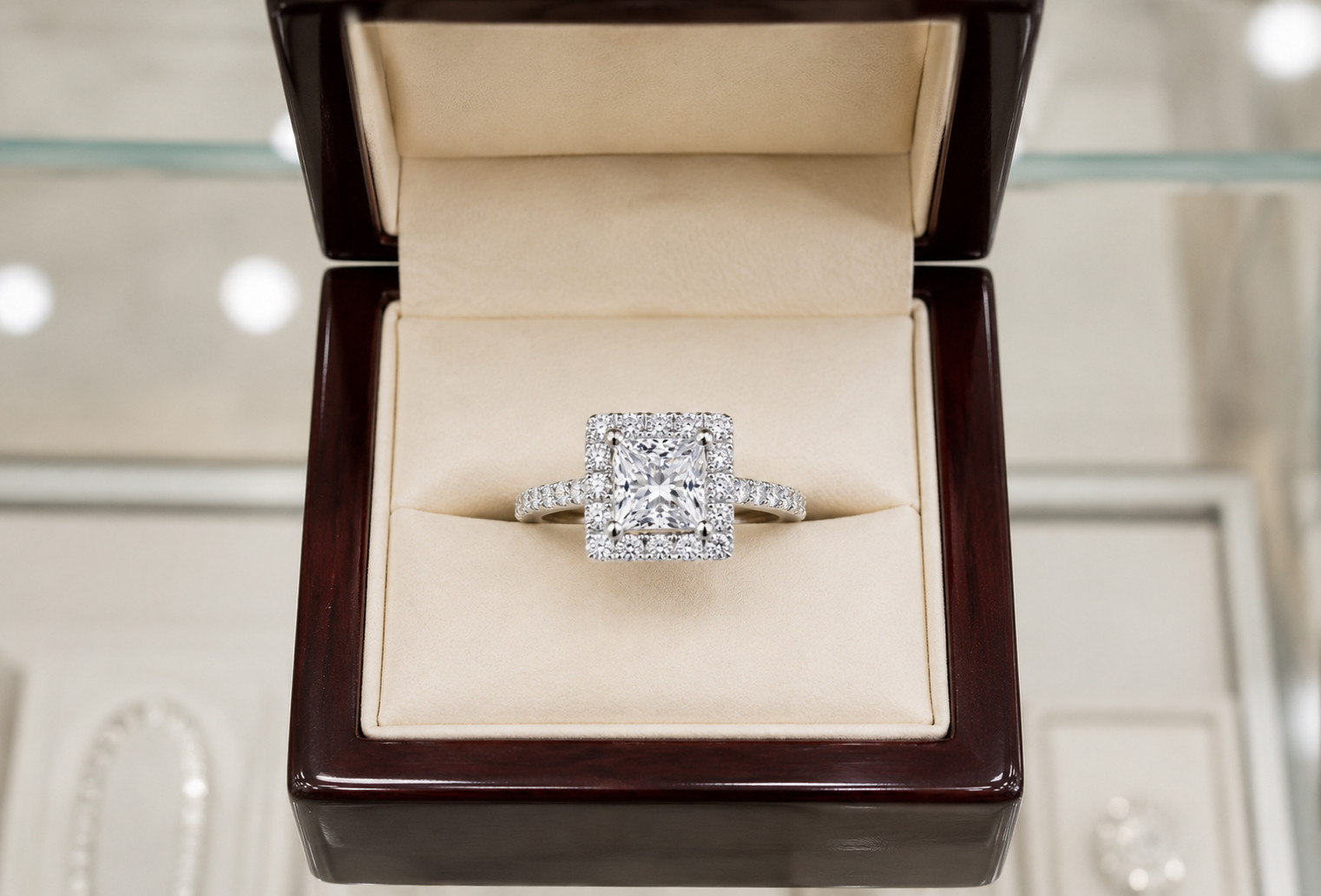 Natural Diamond Princess Cut Wedding Ring 14k White Gold 2.15 Ct