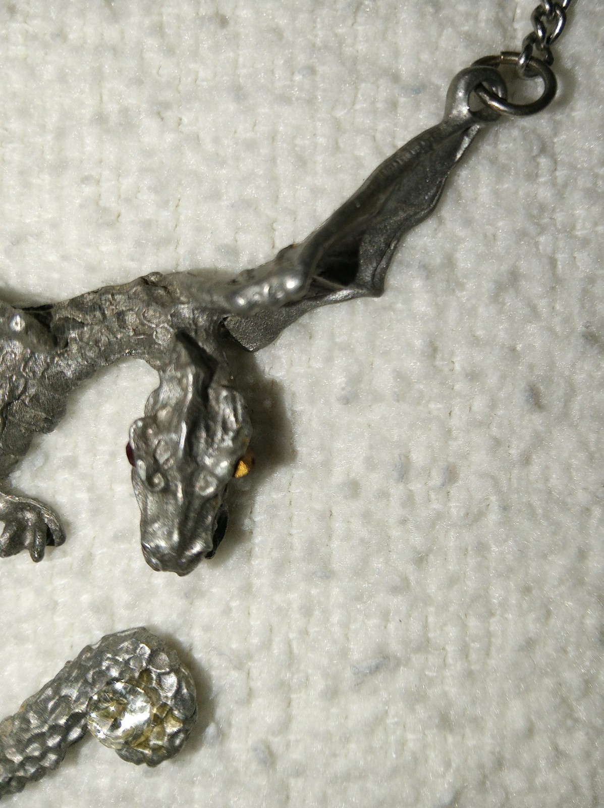 Vintage DRAGON Pendant Necklace – 13-1/2″ – Marked 2-1/2″ x 2-1/2″