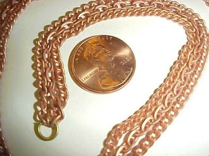 12 VINTAGE COPPER COATED STEEL 3 CHAIN 22″ JUMP RING SECTIONS N37