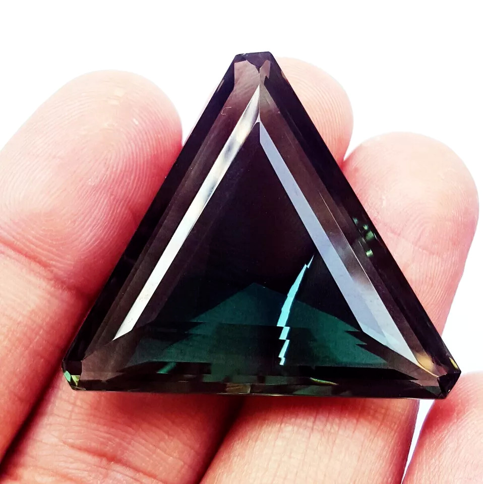 109.33 Ct Natural Brazilian Trillion Cut Green Topaz Loose Gemstone Certified