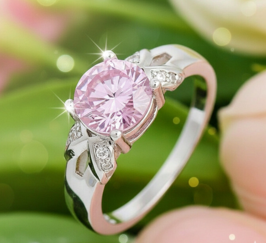 RARE 5.00 Ct Certified Round Shape Natural Pink Diamond Ring White Gold Finish