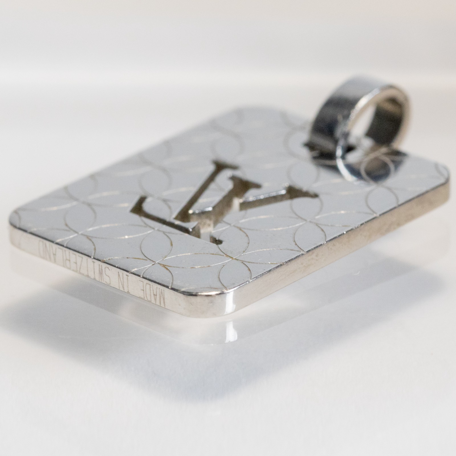 Louis Vuitton LV Champs Elysees PM M65452 Pendant Top Silver Plate Men Auth
