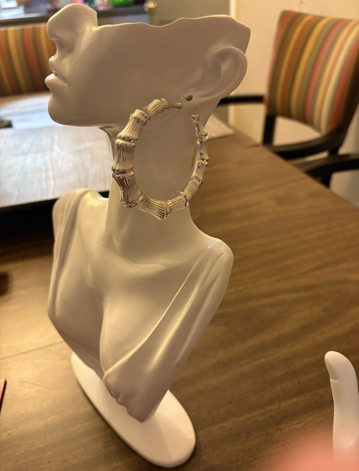 Large Sterling Silver Bamboo Hoop Earrings