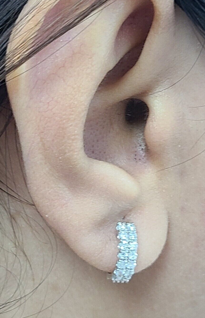 STEAL DEAL! 0.70 Carat Natural Round Diamonds Hoops Huggies Earrings in 14k Gold