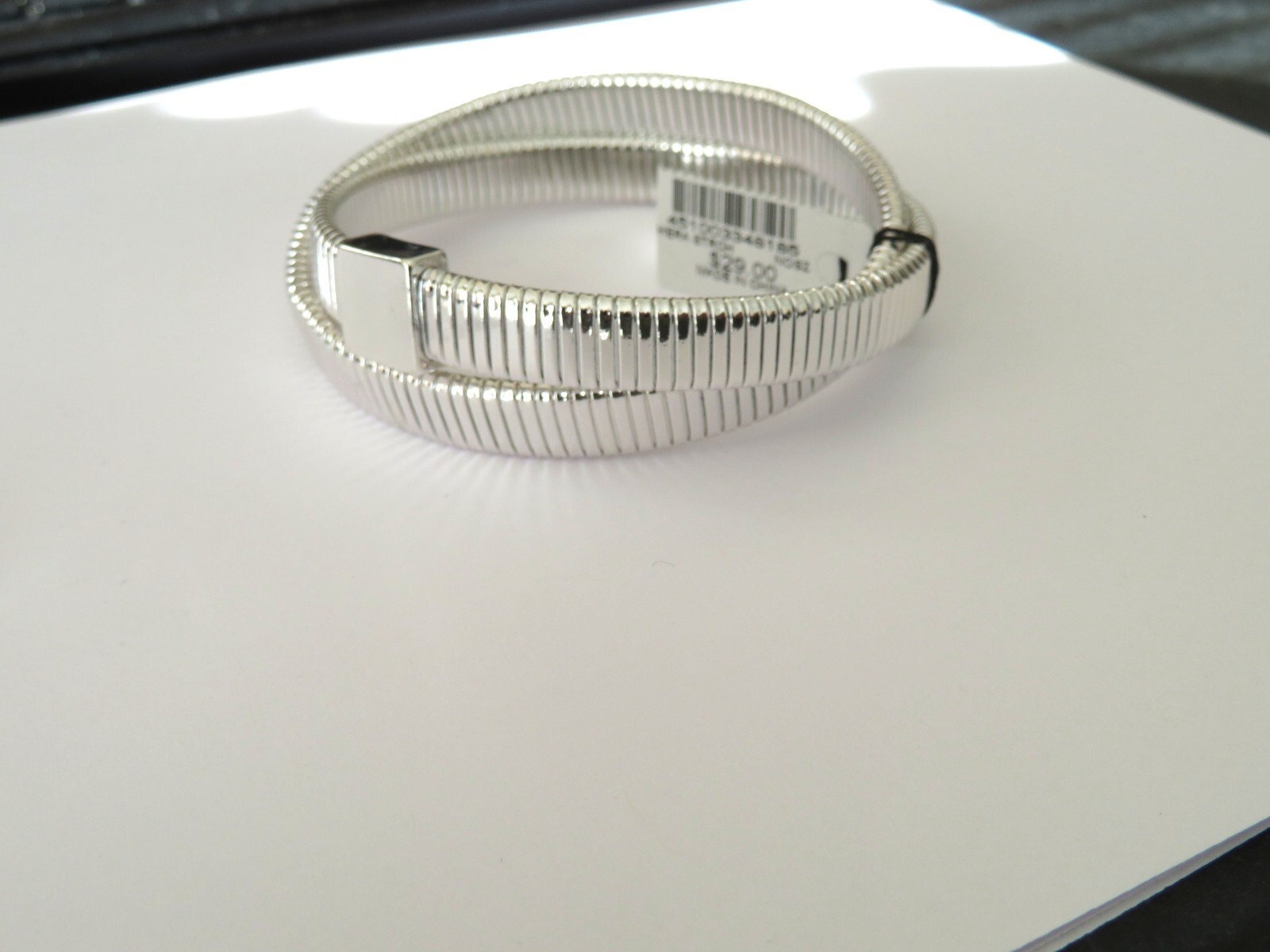 CHICOS “ELO” LIMITED STRETCH SILVER BRACELET 2- 1/2″ INSIDE DIAMETER