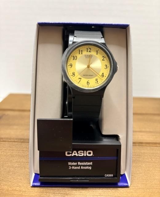 Casio MQ24-9B3 Gold Analog Watch Classic Sport Yellow Resin Band New NOS