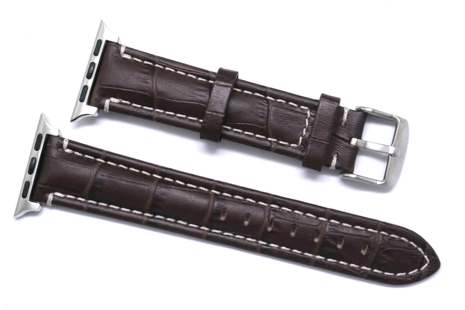 Brown Croco Embossed Leather Watch Strap 4 Apple iWatch 38/40mm Series 5 4 3 2 1
