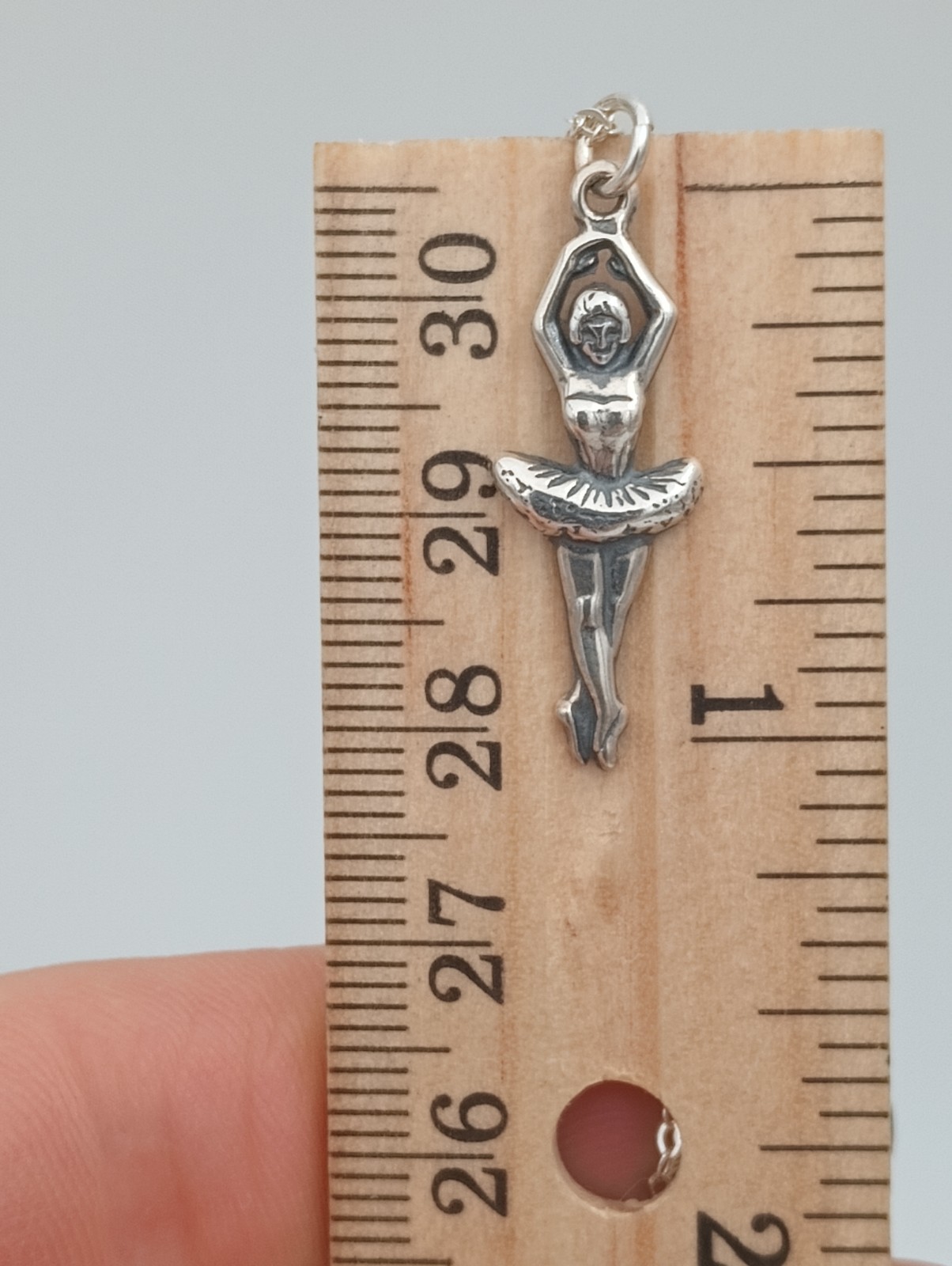 ballerina necklace sterling silver 18″ chain Ballet pendant 925 dance .925