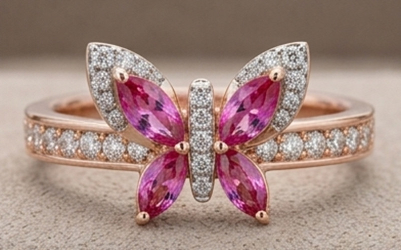 3.5ct Marquise Cut Simulated Pink Saphire/Diamond Halo Ring 14k Rose Gold Plated
